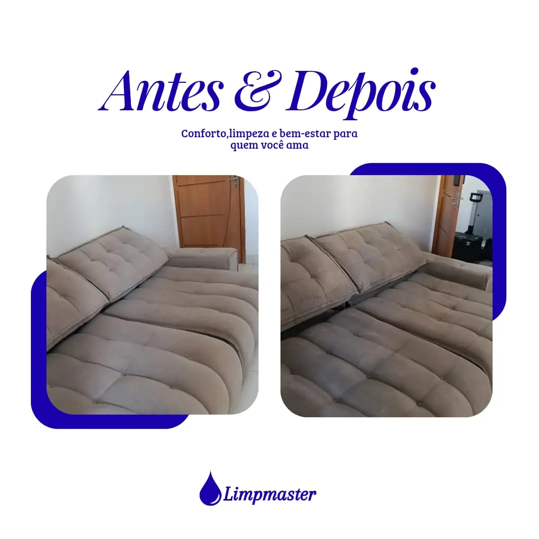 Antes e depois — estofado limpo e revitalizado