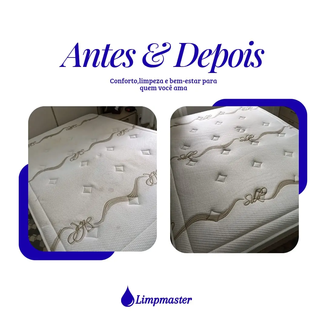 Antes e depois — sofá higienizado pela LimpMaster