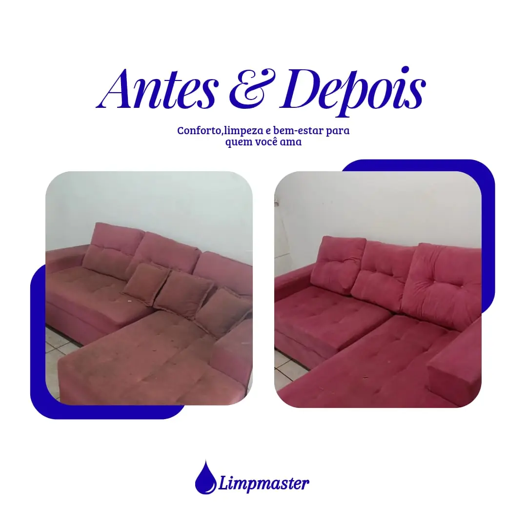 Antes e depois — sofá limpo e revitalizado