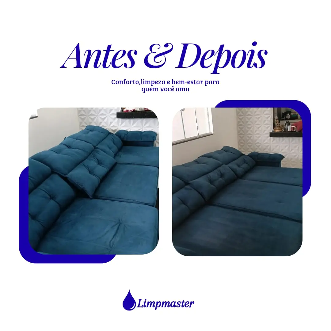 Antes e depois — poltrona limpa e revitalizada